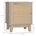 HOMCOM Bedside Table, Bedside Cabinet with Storage Cupboard, Side End Table with Rattan Element for Living Room, Bedroom, Set of 2, Natural - 3