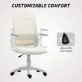 HOMCOM Breathable Mesh Office Chair, Ergonomic Swivel Computer Chair with Flip-up Armrests, Lumbar Back Support for Home/Office, White - 6