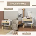 HOMCOM Bedside Table with Drawer and Shelf, Modern Nightstand, End Table for Bedroom, Living Room, Set of 2 - 4