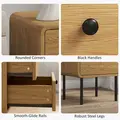 HOMCOM Bedside Table with 2 Drawers and Steel Legs - Oak - 5