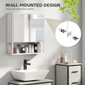 HOMCOM Bathroom Mirror Cabinet with Soft-Close Doors and Adjustable Shelf - White - 8