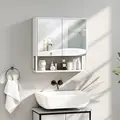 HOMCOM Bathroom Mirror Cabinet with Soft-Close Doors and Adjustable Shelf - White - 2