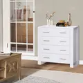 HOMCOM Chest Of 4 Drawers Storage Cabinet Bedroom Clothes w/Metal Handles Base Freestanding Unit Furnishing Living Room White - 4