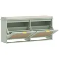 HOMCOM Boho Shoe Bench with Padded Seat and 2 Flip-Drawers - Light Green - 1