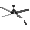 HOMCOM Ceiling Fan with LED Light, Flush Mount Ceiling Fan Lights with Reversible Blades, Remote, Black and Walnut Brown - 1