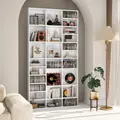 HOMCOM CD Storage Unit with Adjustable Shelves, 102 x 195 cm, Marble Effect - 9