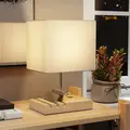 HOMCOM Bedside Lamp with USB A+C Charging Ports and 3 Phone Stands, Modern Table Lamp with Solid Wood Base and Fabric Shade for Bedroom Living Room Office, E27 Socket, Bulb Not Included, White - 2