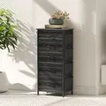 HOMCOM Chest of Five Fabric Drawers - Black - 9
