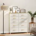 HOMCOM Chest of Ten Fabric Drawers - Beige - 2