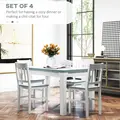 HOMCOM Dining Chairs Set of 4, Kitchen Chair with Slat Back, Pine Wood Structure for Living Room and Dining Room, White - 4