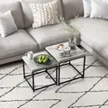 HOMCOM Coffee Table Set of 2, Nest of Tables with 3.5cm Thick Tabletop, Grey - 8