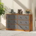 HOMCOM Chest of Drawers, Dresser with 6 Fabric Drawers - Grey and Rustic Brown - 9