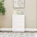 HOMCOM Chest of Four High Gloss Front Drawers - White - 7