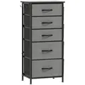 HOMCOM Chest of Five Fabric Drawers - Charcoal Grey - 1