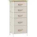 HOMCOM Chest of Five Fabric Drawers - Beige - 1