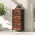 HOMCOM Chest of Four Fabric Drawers - Rustic Brown - 9