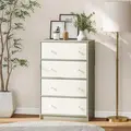 HOMCOM Chest of Drawers, Dresser with 4 Fabric Drawers - White and Grey - 8