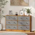 HOMCOM Chest of Drawers, Dresser with 6 Fabric Drawers - Grey and Rustic Brown - 8