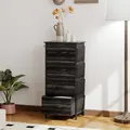 HOMCOM Chest of Four Fabric Drawers - Black - 2
