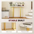 HOMCOM Console Table with Faux Marble Top, 100 cm Narrow Entryway Table with Anti-tipping Device, Steel Frame, White - 5