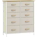 HOMCOM Chest of Ten Fabric Drawers - Beige - 1