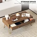 HOMCOM Coffee Table with Storage, Living Room Table with Drawers, Rectangular Tea Table with Steel Base for Home, 100 x 50 x 41 cm, Brown - 5