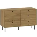 HOMCOM Chest of Drawers, 6 Drawer Dresser - Oak - 1
