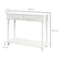 HOMCOM Console Table Modern Sofa Side Desk with Storage Shelves Drawers for Living Room Entryway Bedroom White - 3
