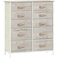 HOMCOM Chest of Ten Fabric Drawers - Natural Wood Finish - 1