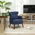 HOMCOM Corduroy Retro Accent Chair - Blue - 2