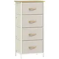 HOMCOM Chest of Four Fabric Drawers - Beige - 1