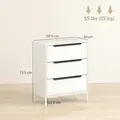 HOMCOM Chest of Drawers, Dresser with 3 Fabric Drawers and Aluminium Handles - White - 3