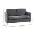 HOMCOM Compact Loveseat Sofa, Modern 2 Seater Sofa for Living Room with Wood Legs and Armrests, Dark Grey - 3