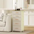 HOMCOM Chest of Five Fabric Drawers - Beige - 9
