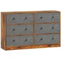 HOMCOM Chest of Drawers, Dresser with 6 Fabric Drawers - Grey and Rustic Brown - 1