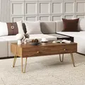 HOMCOM Coffee Table with Storage, Living Room Table with Drawers, Rectangular Tea Table with Steel Base for Home, 100 x 50 x 41 cm, Brown - 7
