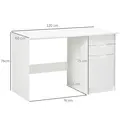 HOMCOM Computer Desk with Drawers, High Gloss Home Office Desk with Storage Cabinet, Study Workstation, 120 x 60cm, White - 3