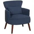 HOMCOM Corduroy Retro Accent Chair - Blue - 1