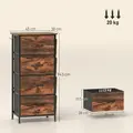 HOMCOM Chest of Four Fabric Drawers - Rustic Brown - 3
