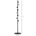 HOMCOM Coat Rack Free Standing Hall Tree with 8 Round Disc Hooks for Clothes, Hats,Purses, Steel Entryway Coat Stand with Marble Base for Entryway, Living Room, Bedroom, Black - 3