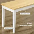 HOMCOM Dining Table and Bench Set, Farmhouse Kitchen Table and Bench with Wooden Frame for Living Room, Dining Room, Natural and White - 5