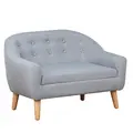HOMCOM Children's Armchairs Kids Armchair Toddler Chair 2 Seater Wood Frame Mini Sofa for Bedroom Playroom Grey - 1