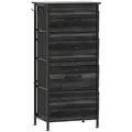 HOMCOM Chest of Four Fabric Drawers - Black - 1