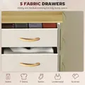 HOMCOM Chest of Five Fabric Drawers - Beige - 4