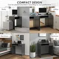 HOMCOM Compact Computer Desk with Keyboard Tray and Drawer, Study Desk, Writing Desk for Home Office, Grey - 6