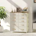 HOMCOM Chest of Ten Fabric Drawers - Beige - 9