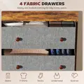 HOMCOM Chest of Drawers, Dresser with 4 Fabric Drawers - Grey and Rustic Brown - 4