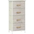HOMCOM Chest of Four Fabric Drawers - Natural Wood Finish - 1