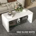 HOMCOM Curved Two-Tier Coffee Table - High Gloss White - 4