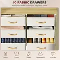 HOMCOM Chest of Ten Fabric Drawers - Beige - 4